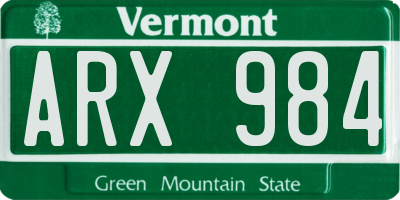 VT license plate ARX984