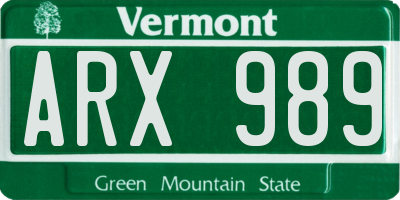 VT license plate ARX989