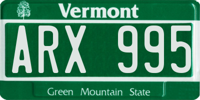 VT license plate ARX995