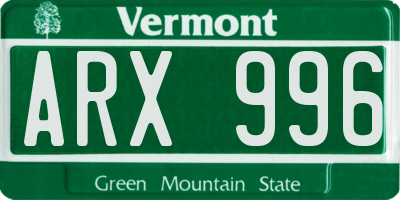 VT license plate ARX996