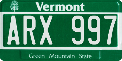 VT license plate ARX997