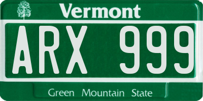 VT license plate ARX999