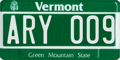 VT license plate ARY009