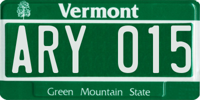 VT license plate ARY015