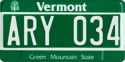 VT license plate ARY034