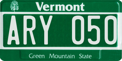 VT license plate ARY050