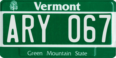 VT license plate ARY067