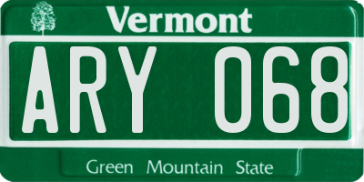 VT license plate ARY068