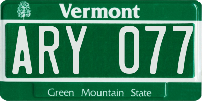 VT license plate ARY077