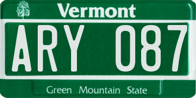 VT license plate ARY087