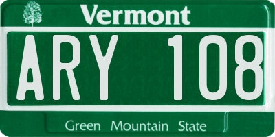 VT license plate ARY108