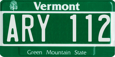 VT license plate ARY112