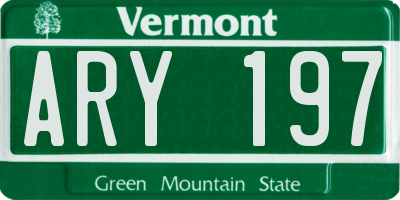 VT license plate ARY197