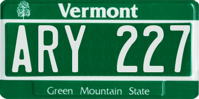VT license plate ARY227