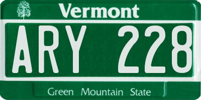 VT license plate ARY228