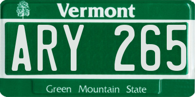 VT license plate ARY265
