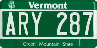 VT license plate ARY287
