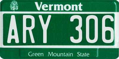 VT license plate ARY306