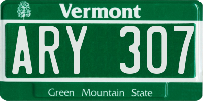 VT license plate ARY307