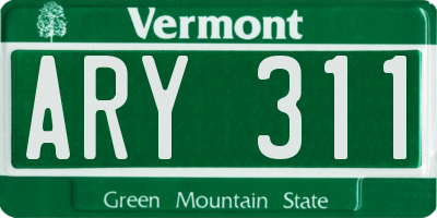 VT license plate ARY311