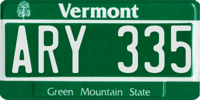 VT license plate ARY335