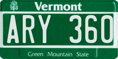 VT license plate ARY360