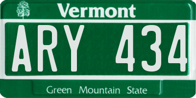VT license plate ARY434