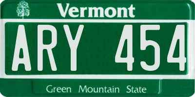 VT license plate ARY454