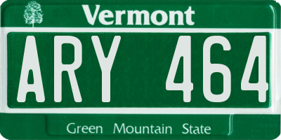 VT license plate ARY464