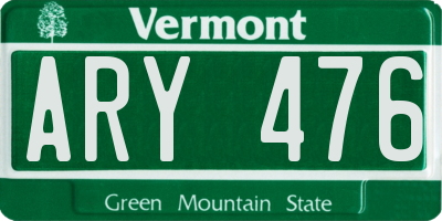 VT license plate ARY476
