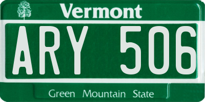 VT license plate ARY506