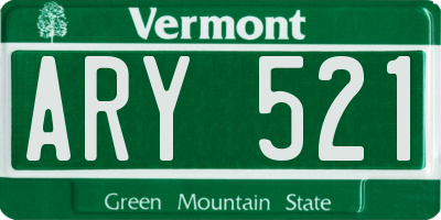 VT license plate ARY521