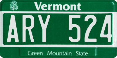 VT license plate ARY524