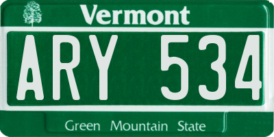 VT license plate ARY534