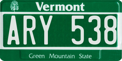 VT license plate ARY538