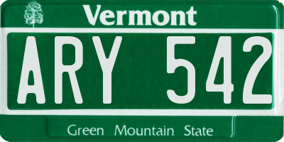 VT license plate ARY542