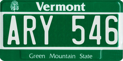 VT license plate ARY546