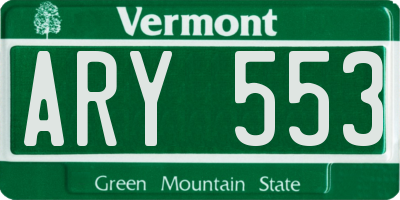 VT license plate ARY553