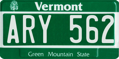 VT license plate ARY562