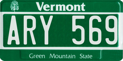 VT license plate ARY569