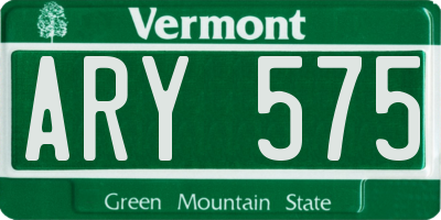 VT license plate ARY575