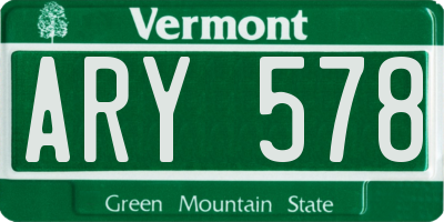 VT license plate ARY578