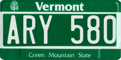VT license plate ARY580
