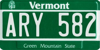 VT license plate ARY582