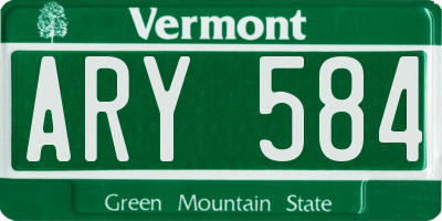 VT license plate ARY584