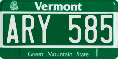 VT license plate ARY585