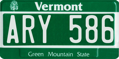 VT license plate ARY586