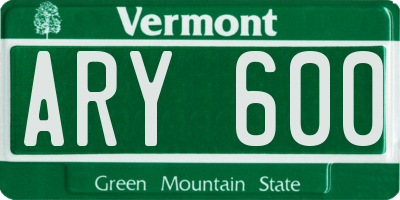 VT license plate ARY600