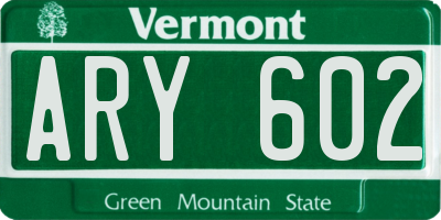 VT license plate ARY602