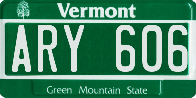 VT license plate ARY606